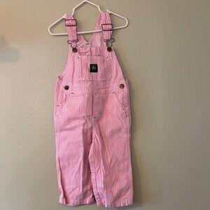 John Deere Kids Pink Striped Overalls